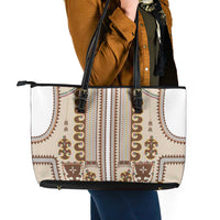 Hutsul Keptar Ukraine Leather Tote Bag Carpathian Folk Embroidery Heritage Style - Wonder Print Shop