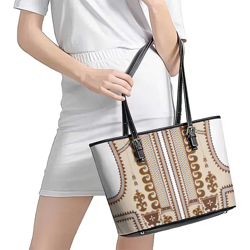 Hutsul Keptar Ukraine Leather Tote Bag Carpathian Folk Embroidery Heritage Style - Wonder Print Shop