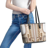 Hutsul Keptar Ukraine Leather Tote Bag Carpathian Folk Embroidery Heritage Style - Wonder Print Shop