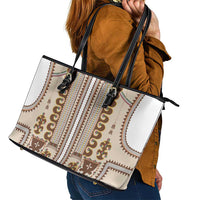 Hutsul Keptar Ukraine Leather Tote Bag Carpathian Folk Embroidery Heritage Style - Wonder Print Shop