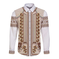 Hutsul Keptar Ukraine Long Sleeve Button Shirt Carpathian Folk Embroidery Heritage Style - Wonder Print Shop