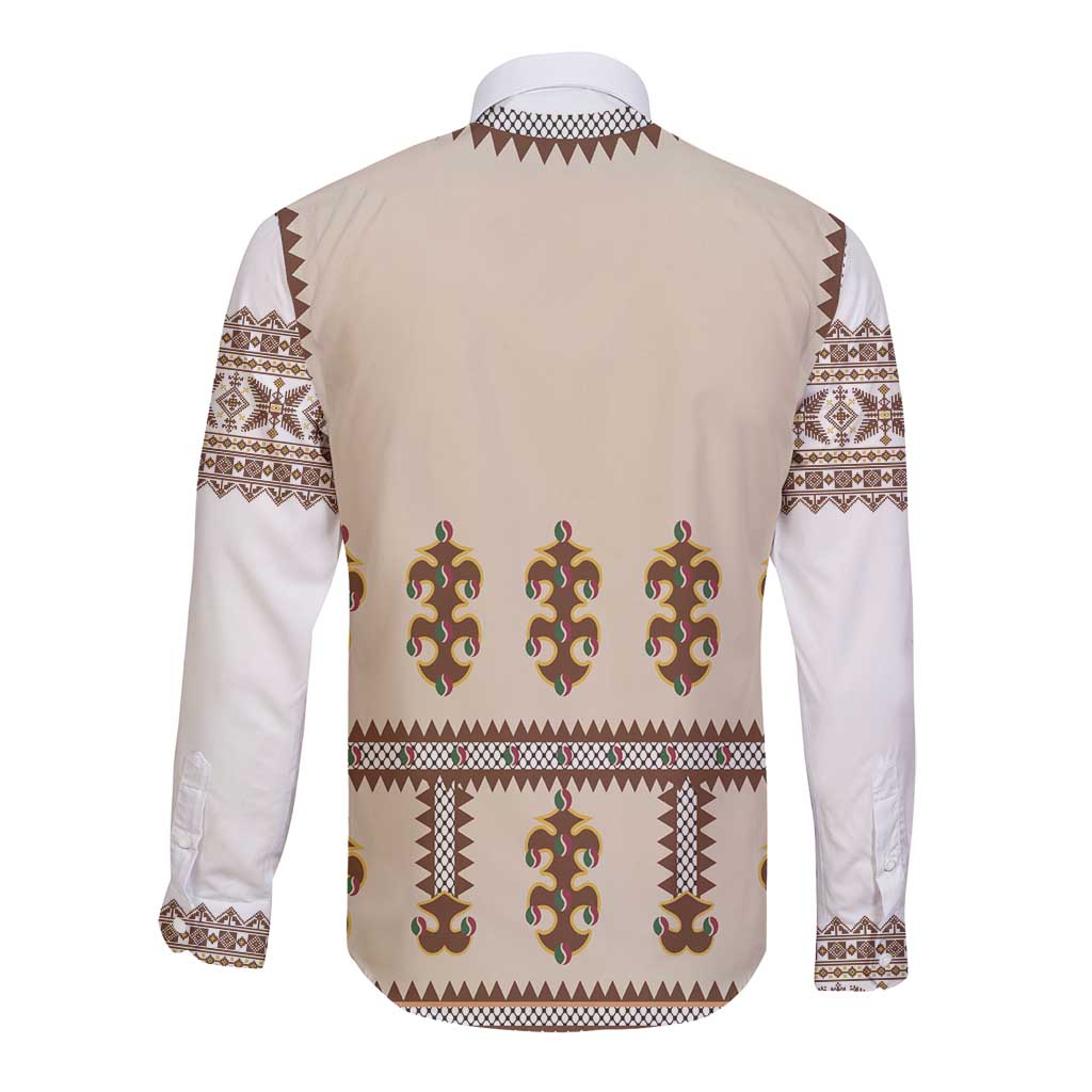 Hutsul Keptar Ukraine Long Sleeve Button Shirt Carpathian Folk Embroidery Heritage Style - Wonder Print Shop