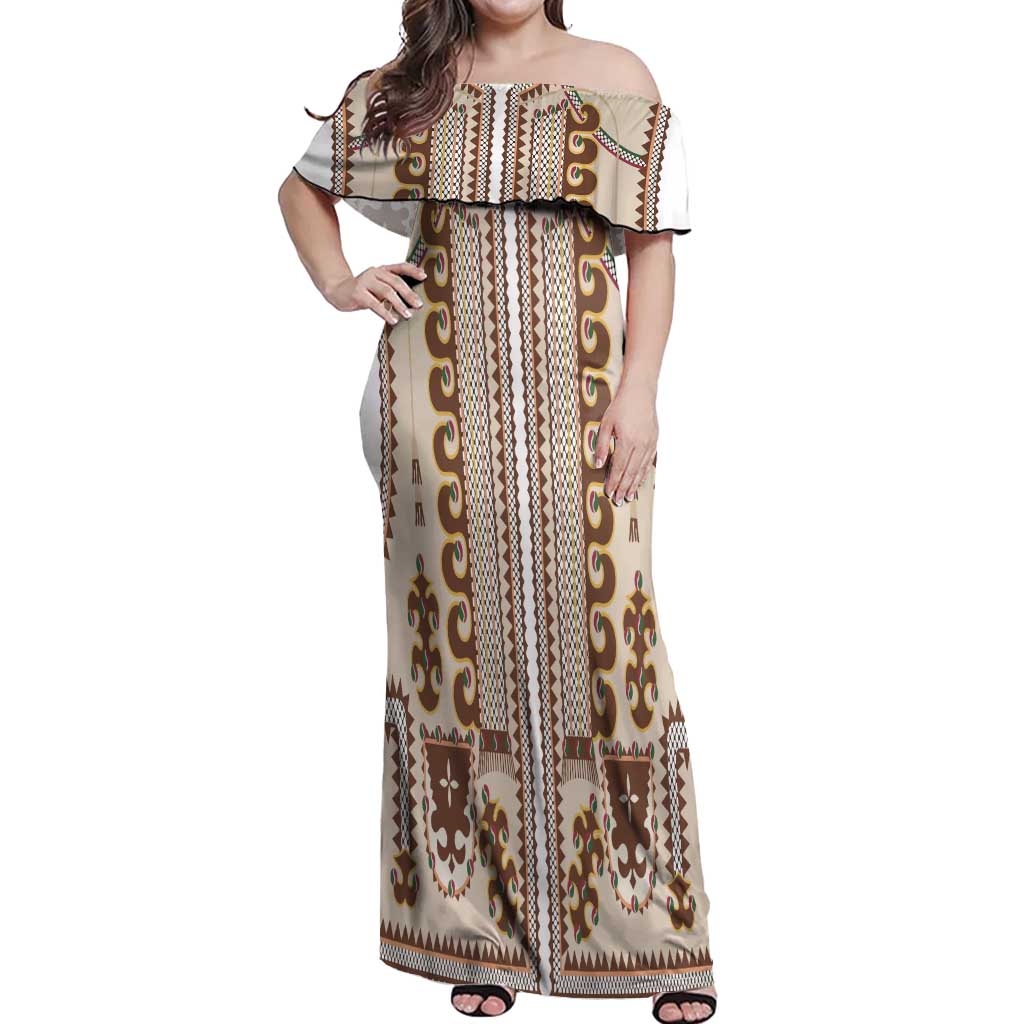 Hutsul Keptar Ukraine Off Shoulder Maxi Dress Carpathian Folk Embroidery Heritage Style - Wonder Print Shop