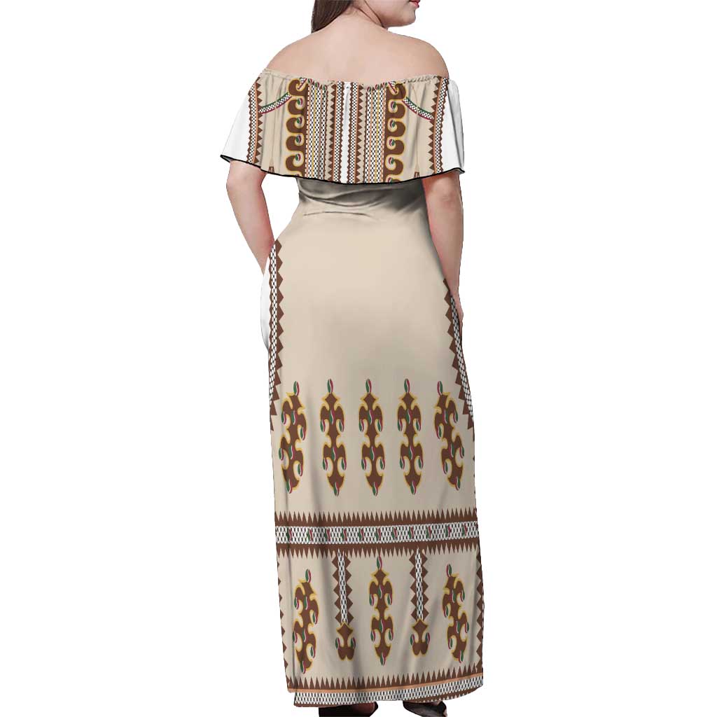 Hutsul Keptar Ukraine Off Shoulder Maxi Dress Carpathian Folk Embroidery Heritage Style - Wonder Print Shop