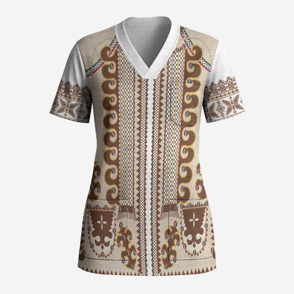 Hutsul Keptar Ukraine Scrub Top Carpathian Folk Embroidery Heritage Style - Wonder Print Shop