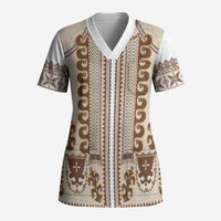 Hutsul Keptar Ukraine Scrub Top Carpathian Folk Embroidery Heritage Style - Wonder Print Shop
