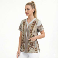 Hutsul Keptar Ukraine Scrub Top Carpathian Folk Embroidery Heritage Style - Wonder Print Shop