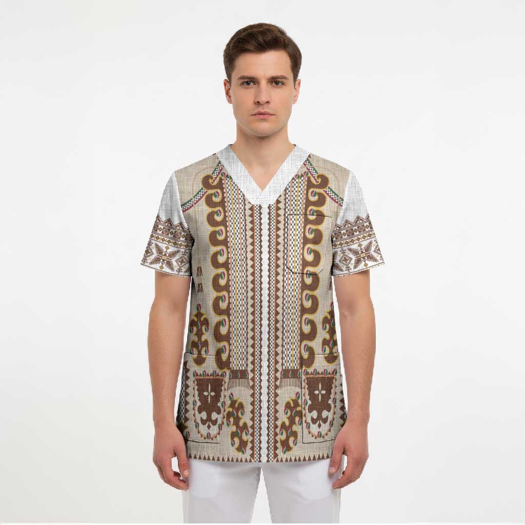 Hutsul Keptar Ukraine Scrub Top Carpathian Folk Embroidery Heritage Style - Wonder Print Shop