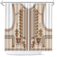 Hutsul Keptar Ukraine Shower Curtain Carpathian Folk Embroidery Heritage Style - Wonder Print Shop