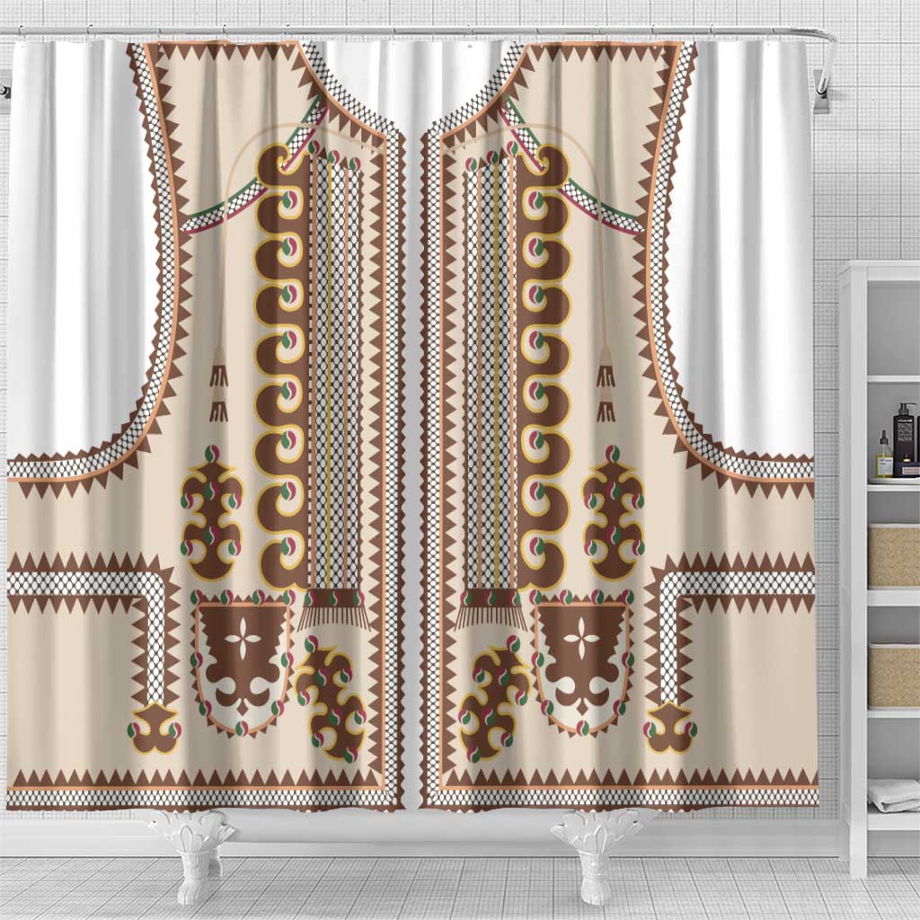 Hutsul Keptar Ukraine Shower Curtain Carpathian Folk Embroidery Heritage Style - Wonder Print Shop