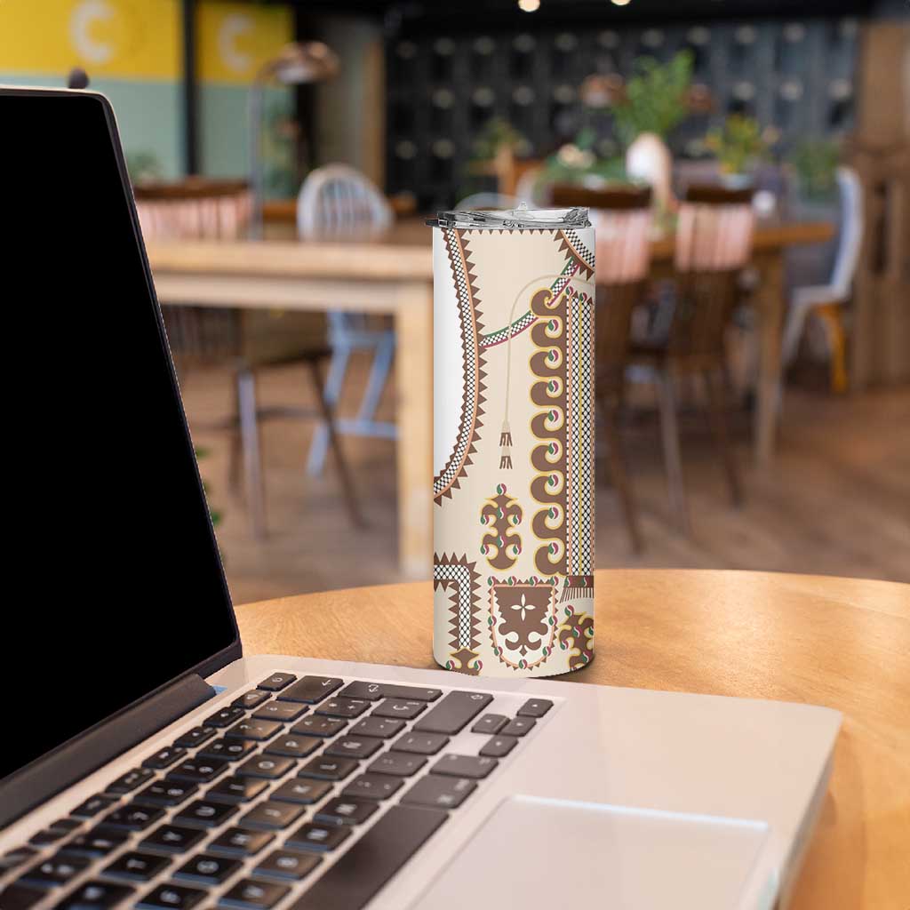 Hutsul Keptar Ukraine Skinny Tumbler Carpathian Folk Embroidery Heritage Style - Wonder Print Shop