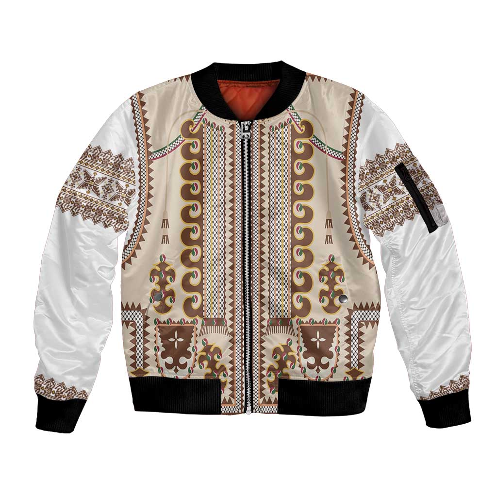 Hutsul Keptar Ukraine Sleeve Zip Bomber Jacket Carpathian Folk Embroidery Heritage Style - Wonder Print Shop