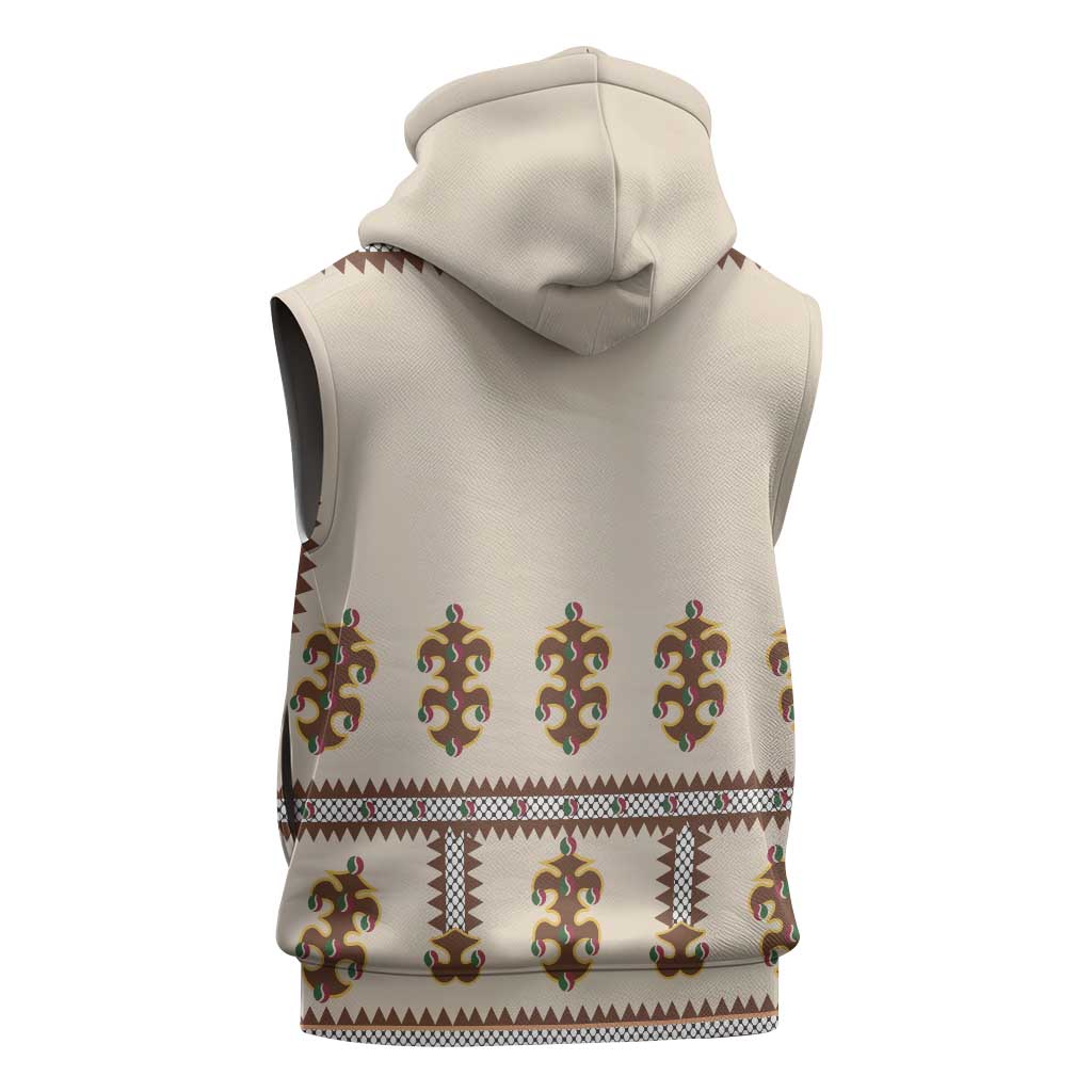 Hutsul Keptar Ukraine Sleeveless Hoodie Carpathian Folk Embroidery Heritage Style - Wonder Print Shop