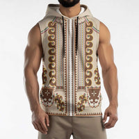 Hutsul Keptar Ukraine Sleeveless Hoodie Carpathian Folk Embroidery Heritage Style - Wonder Print Shop