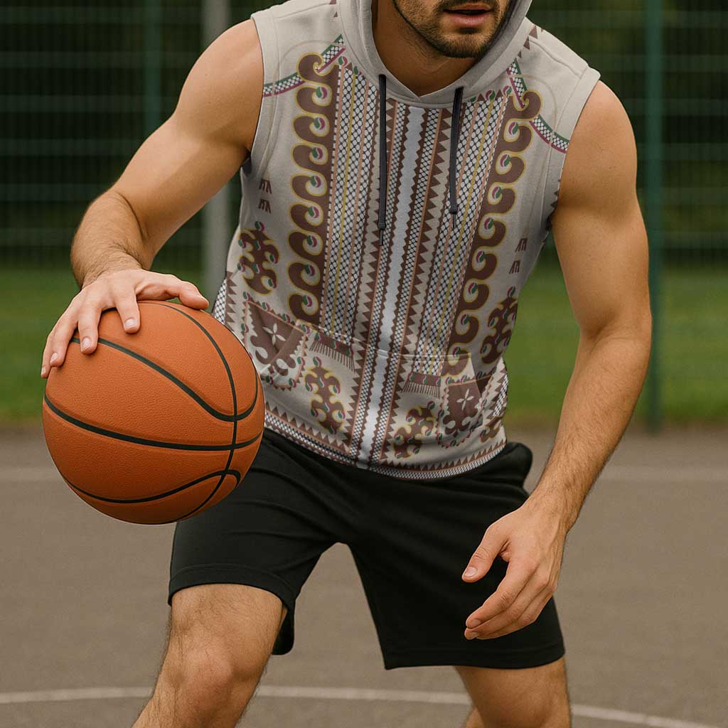 Hutsul Keptar Ukraine Sleeveless Hoodie Carpathian Folk Embroidery Heritage Style - Wonder Print Shop