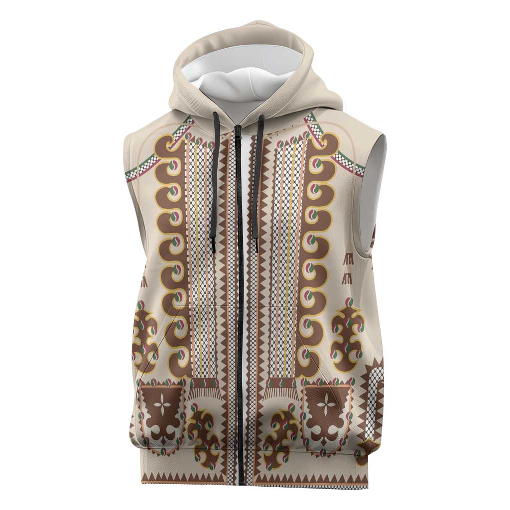 Hutsul Keptar Ukraine Sleeveless Zip Hoodie Carpathian Folk Embroidery Heritage Style - Wonder Print Shop