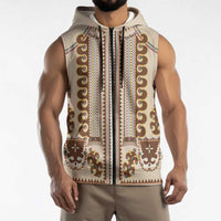 Hutsul Keptar Ukraine Sleeveless Zip Hoodie Carpathian Folk Embroidery Heritage Style - Wonder Print Shop