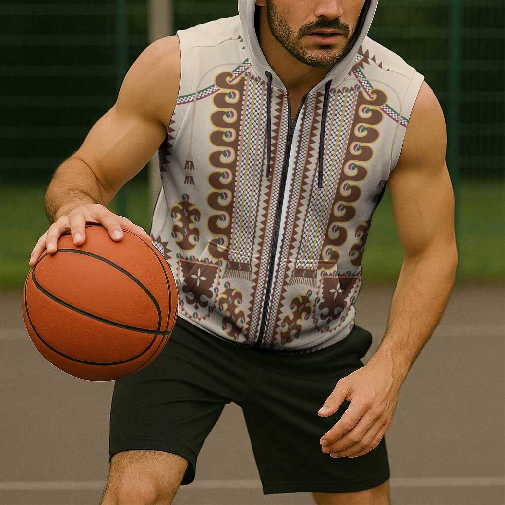 Hutsul Keptar Ukraine Sleeveless Zip Hoodie Carpathian Folk Embroidery Heritage Style - Wonder Print Shop
