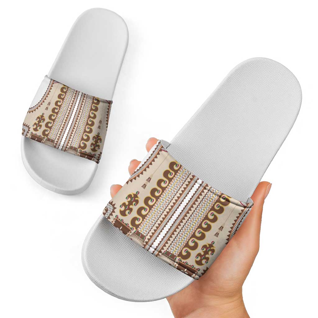 Hutsul Keptar Ukraine Slide Sandals Carpathian Folk Embroidery Heritage Style - Wonder Print Shop
