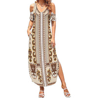 Hutsul Keptar Ukraine Summer Maxi Dress Carpathian Folk Embroidery Heritage Style - Wonder Print Shop