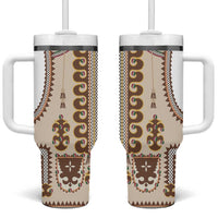 Hutsul Keptar Ukraine Tumbler With Handle Carpathian Folk Embroidery Heritage Style - Wonder Print Shop