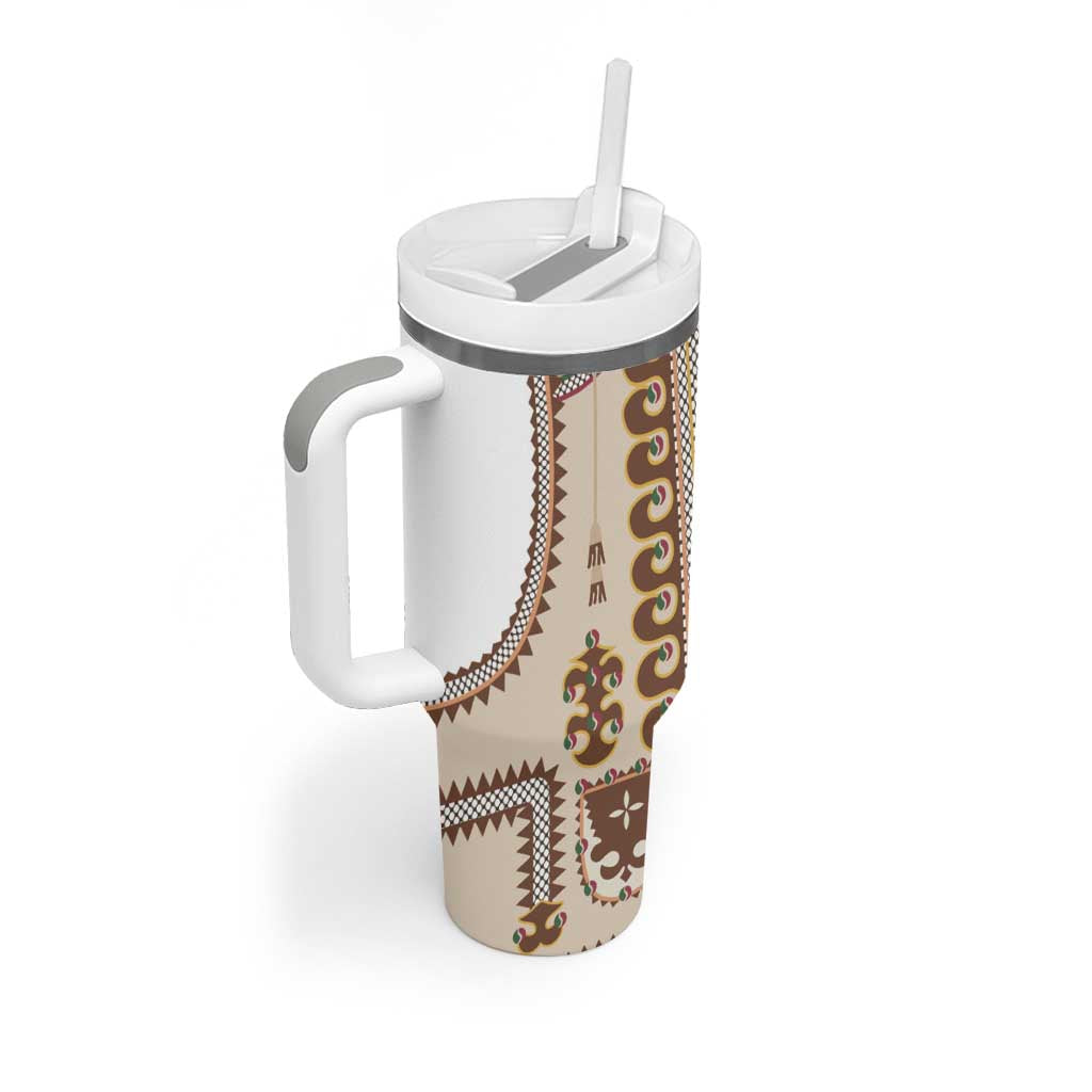Hutsul Keptar Ukraine Tumbler With Handle Carpathian Folk Embroidery Heritage Style - Wonder Print Shop