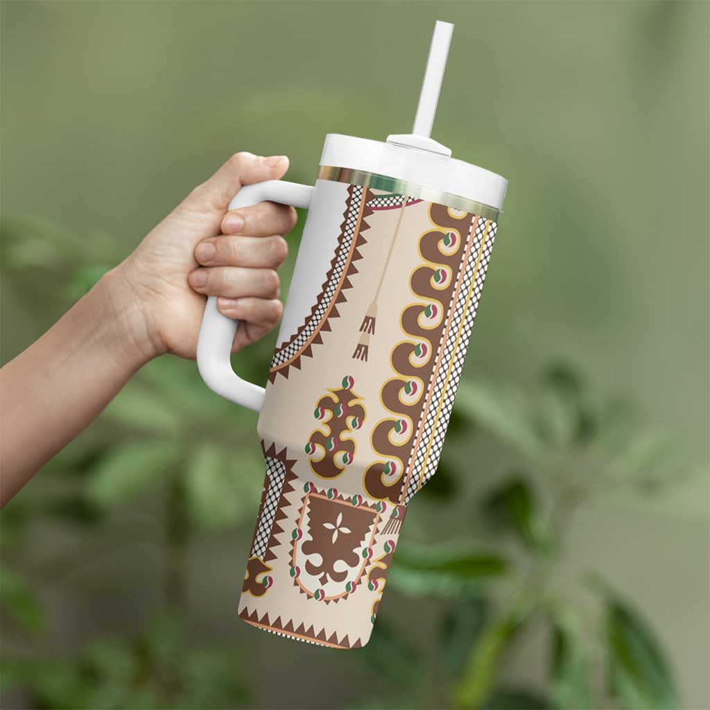 Hutsul Keptar Ukraine Tumbler With Handle Carpathian Folk Embroidery Heritage Style - Wonder Print Shop