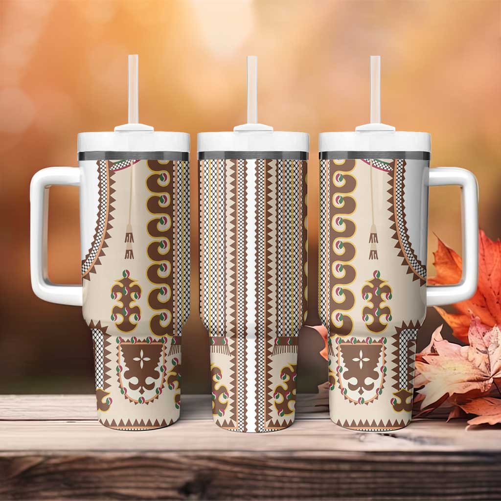 Hutsul Keptar Ukraine Tumbler With Handle Carpathian Folk Embroidery Heritage Style - Wonder Print Shop