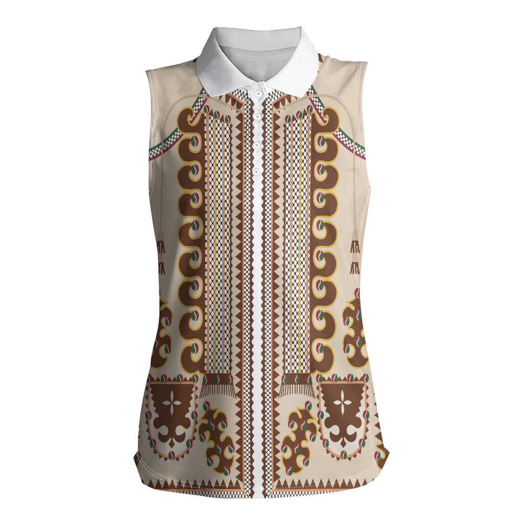 Hutsul Keptar Ukraine Women Sleeveless Polo Shirt Carpathian Folk Embroidery Heritage Style - Wonder Print Shop