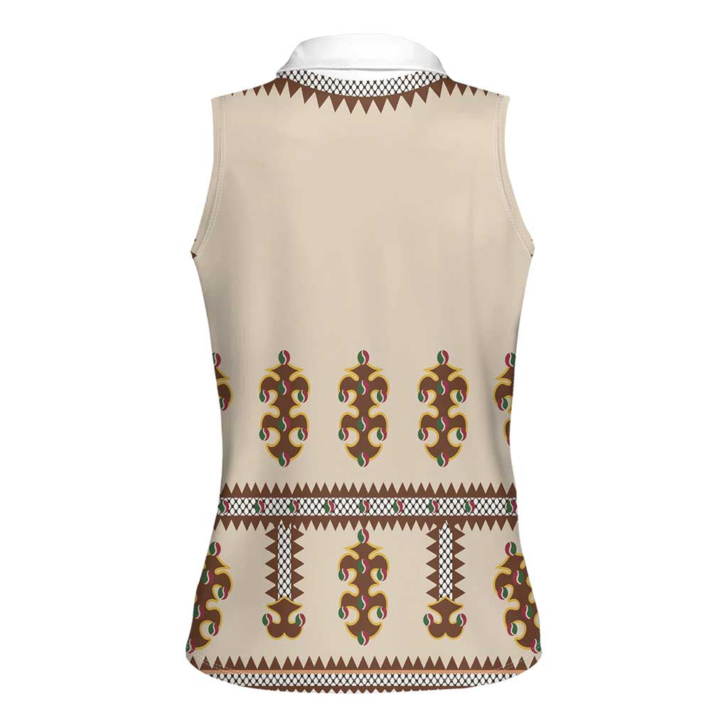 Hutsul Keptar Ukraine Women Sleeveless Polo Shirt Carpathian Folk Embroidery Heritage Style - Wonder Print Shop