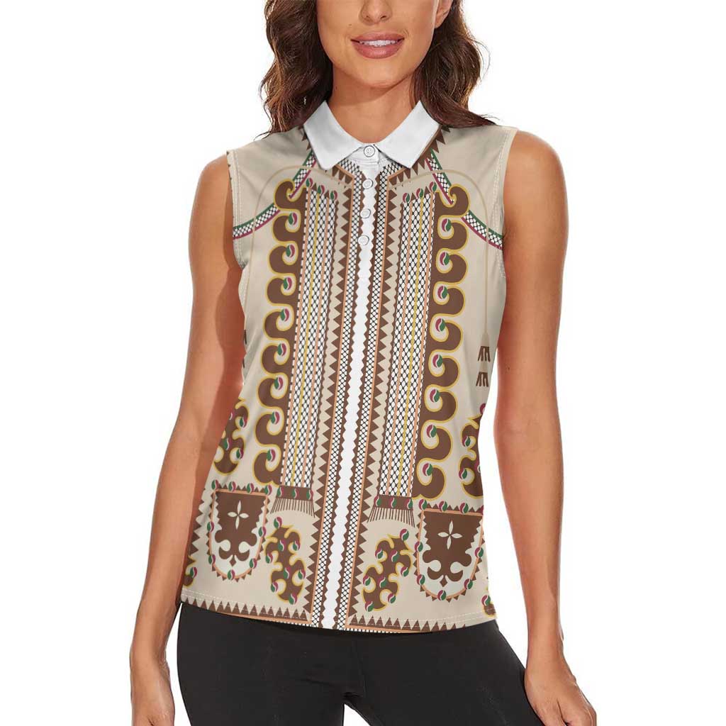 Hutsul Keptar Ukraine Women Sleeveless Polo Shirt Carpathian Folk Embroidery Heritage Style - Wonder Print Shop