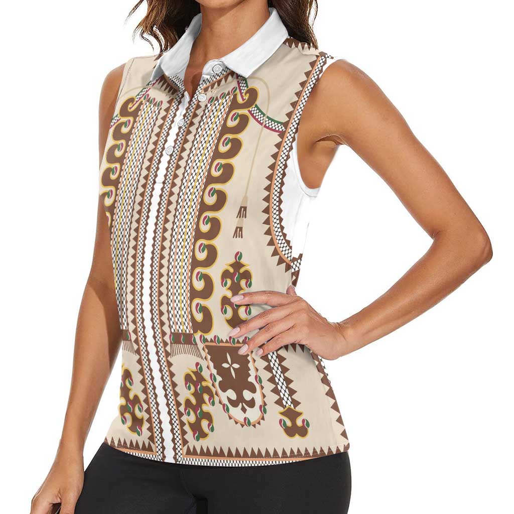 Hutsul Keptar Ukraine Women Sleeveless Polo Shirt Carpathian Folk Embroidery Heritage Style - Wonder Print Shop