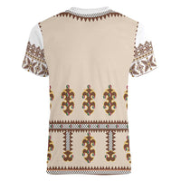 Hutsul Keptar Ukraine Women V-Neck T-Shirt Carpathian Folk Embroidery Heritage Style - Wonder Print Shop