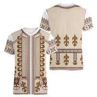 Hutsul Keptar Ukraine Women V-Neck T-Shirt Carpathian Folk Embroidery Heritage Style - Wonder Print Shop
