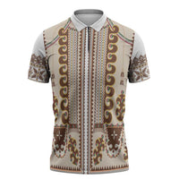 Hutsul Keptar Ukraine Zipper Polo Shirt Carpathian Folk Embroidery Heritage Style - Wonder Print Shop