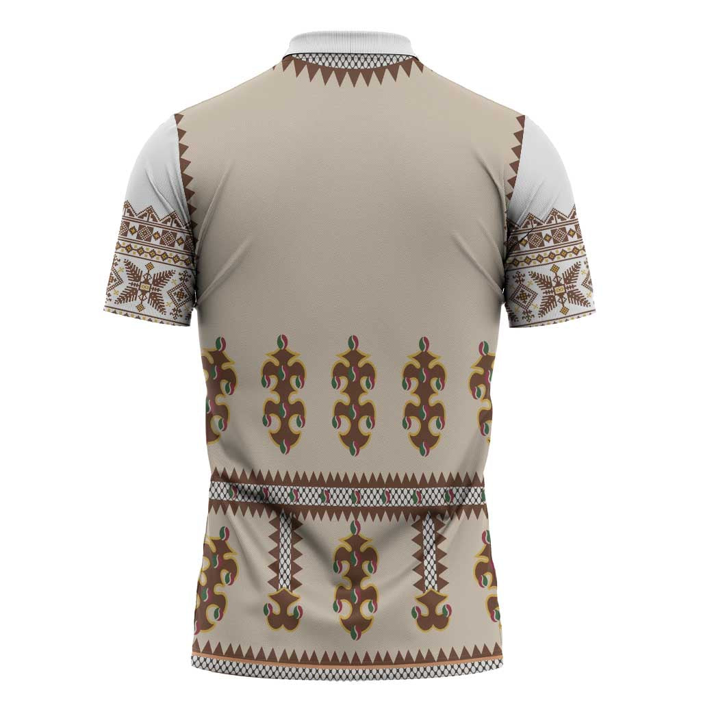 Hutsul Keptar Ukraine Zipper Polo Shirt Carpathian Folk Embroidery Heritage Style - Wonder Print Shop