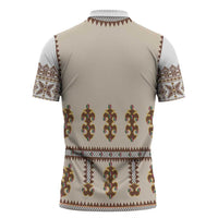Hutsul Keptar Ukraine Zipper Polo Shirt Carpathian Folk Embroidery Heritage Style - Wonder Print Shop