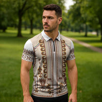 Hutsul Keptar Ukraine Zipper Polo Shirt Carpathian Folk Embroidery Heritage Style - Wonder Print Shop