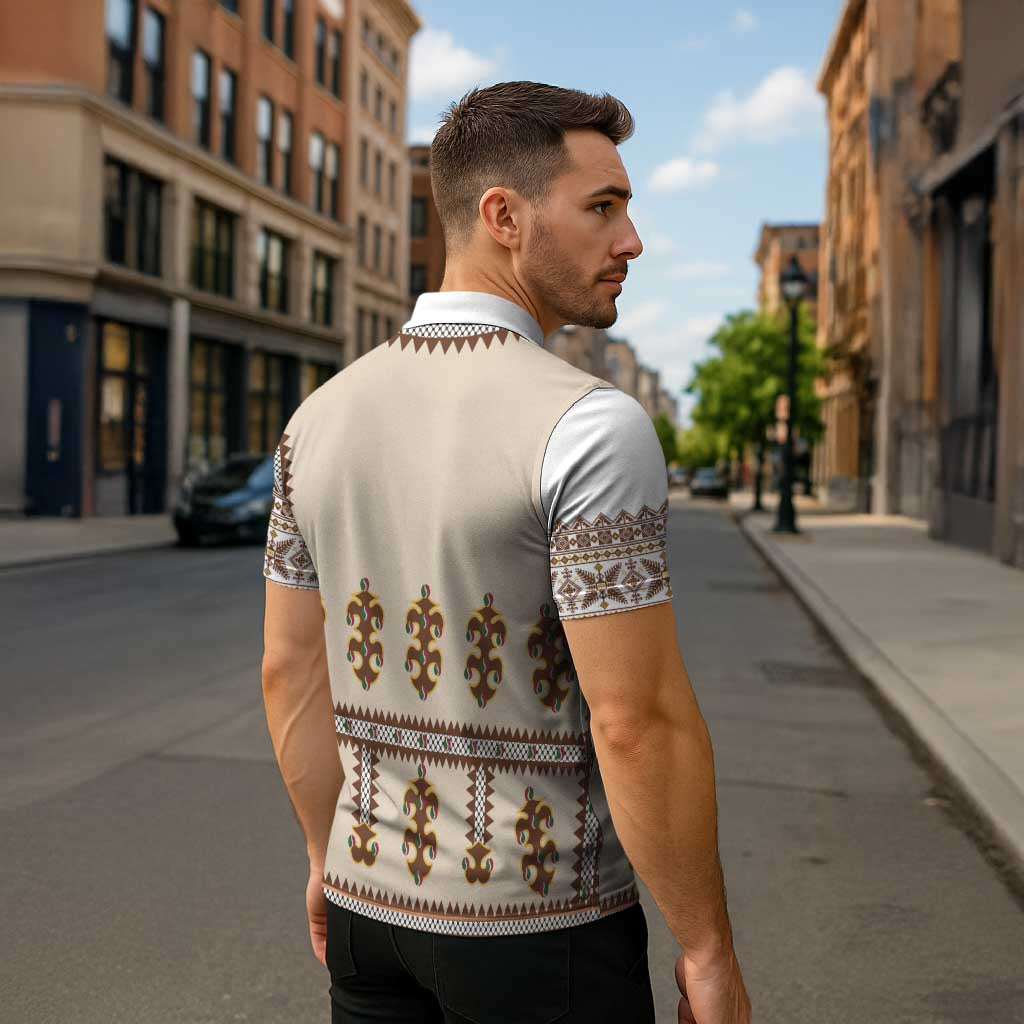 Hutsul Keptar Ukraine Zipper Polo Shirt Carpathian Folk Embroidery Heritage Style - Wonder Print Shop