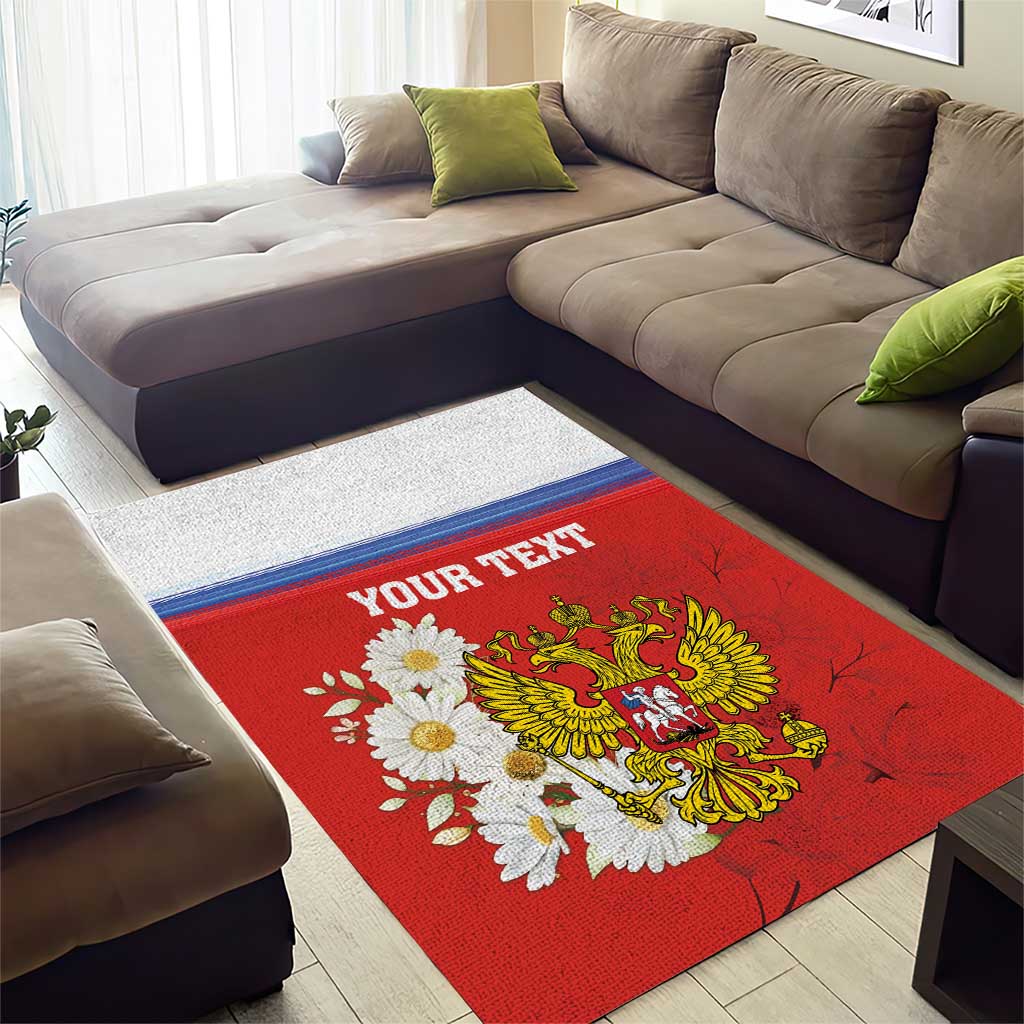 Personalized Russia Area Rug Coat Of Arms With Chamomile Flower