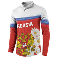 Personalized Russia Button Sweatshirt Coat Of Arms With Chamomile Flower