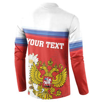 Personalized Russia Button Sweatshirt Coat Of Arms With Chamomile Flower