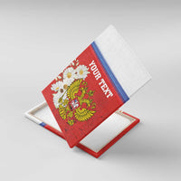 Personalized Russia Canvas Wall Art Coat Of Arms With Chamomile Flower