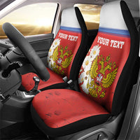 Personalized Russia Car Seat Cover Coat Of Arms With Chamomile Flower