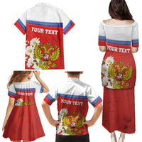 Personalized Russia Family Matching Puletasi and Hawaiian Shirt Coat Of Arms With Chamomile Flower