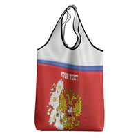 Personalized Russia Grocery Bag Coat Of Arms With Chamomile Flower