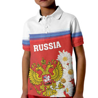 Personalized Russia Kid Polo Shirt Coat Of Arms With Chamomile Flower