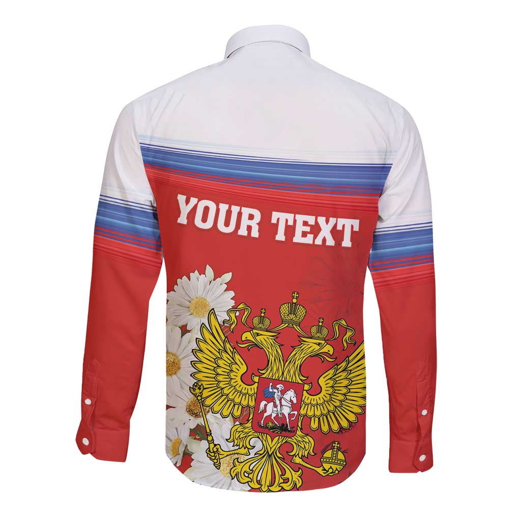 Personalized Russia Long Sleeve Button Shirt Coat Of Arms With Chamomile Flower