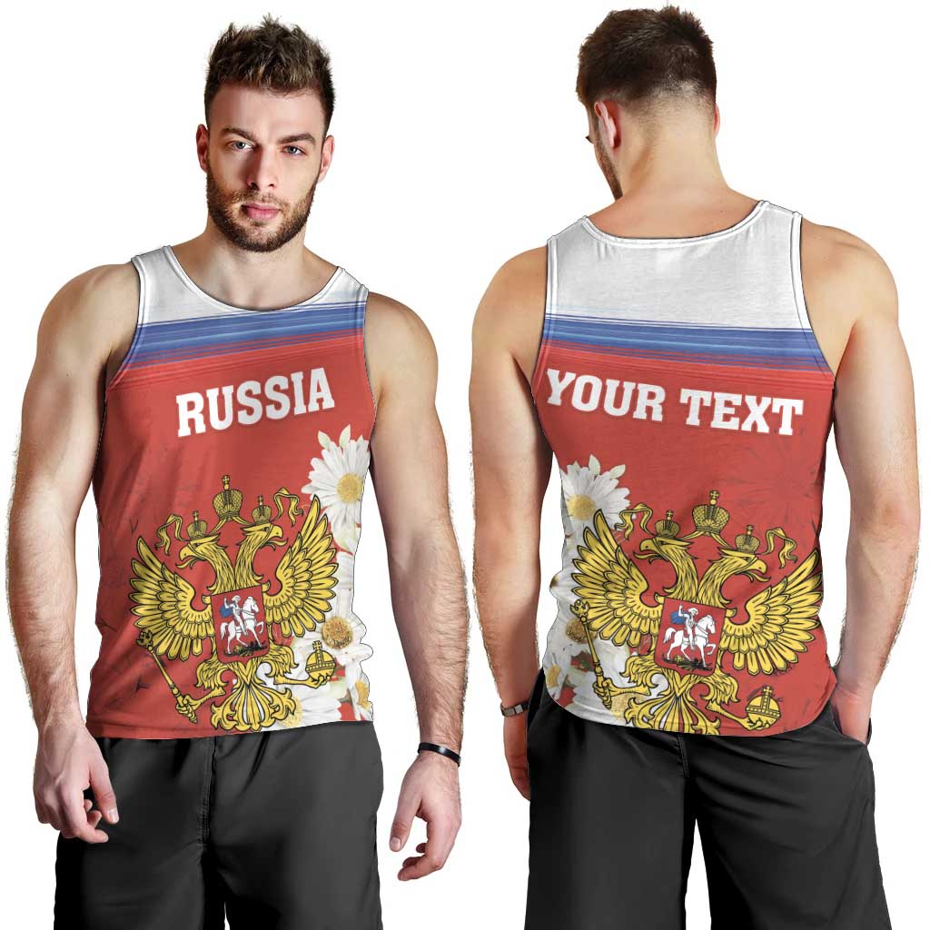 Personalized Russia Men Tank Top Coat Of Arms With Chamomile Flower