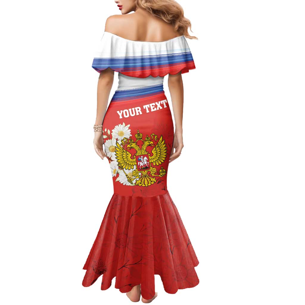 Personalized Russia Mermaid Dress Coat Of Arms With Chamomile Flower